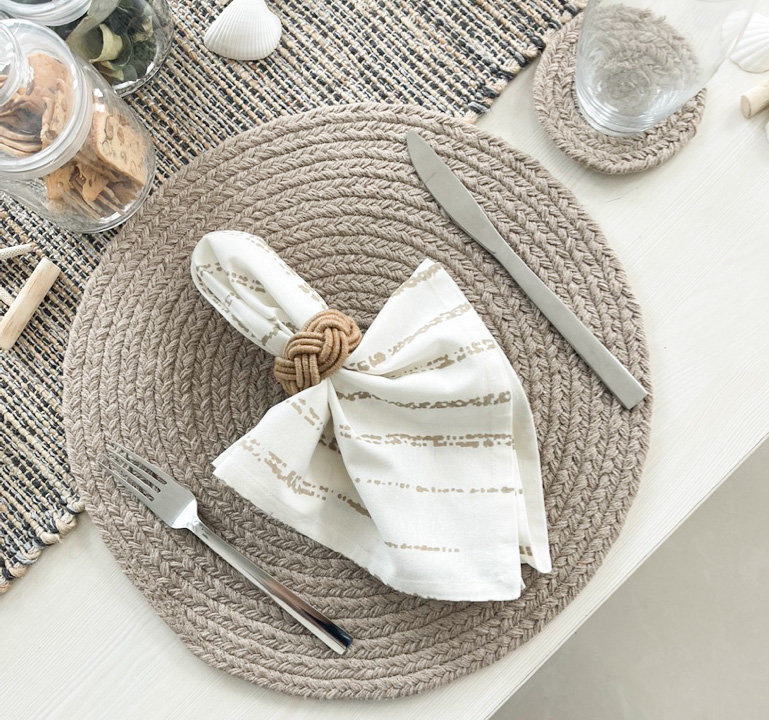 Napperon en coton 4 pièces, Beige