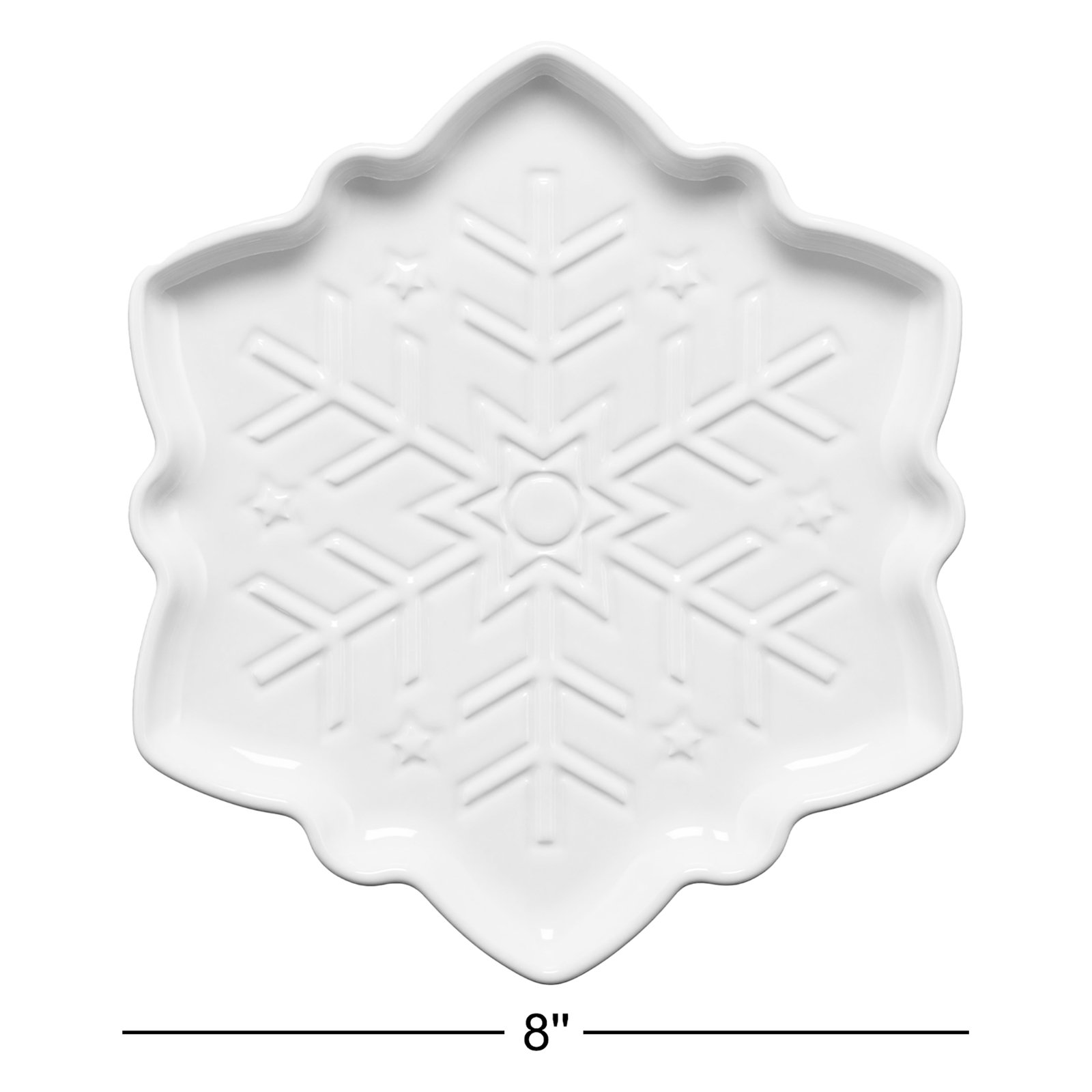 Snowflake Ceramic Salad Plate, White