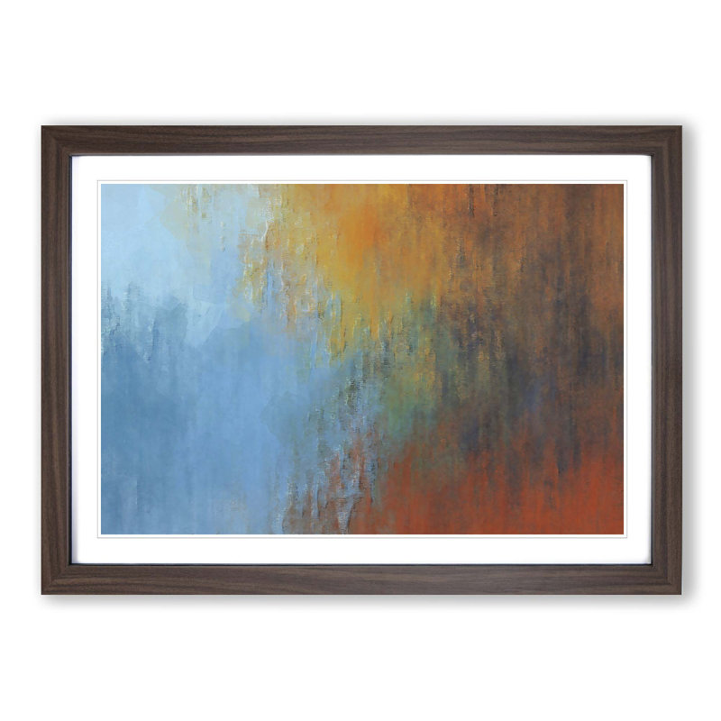 For a Sunrise in Abstract - Picture Frame Graphic Art Print, 62cm H x 87cm W x 2cm D, Walnut Framed