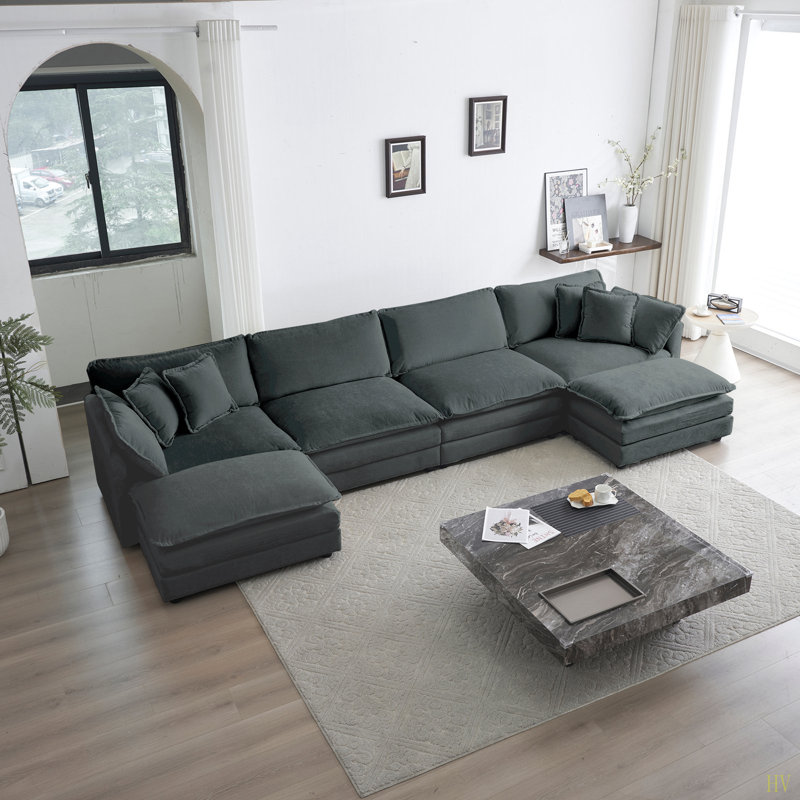 Canapé Comfort U, Gris chenille