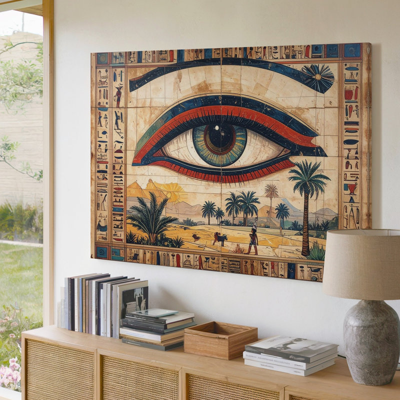 Toile d'art mural, œil d'Horus papyrus, toile de protection et vie quotidienne égyptienne, H 9 po x l 12 po