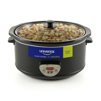 Universal (6.8 Quart) Programmable Slow Cooker – Digital Ceramic Slow Cooker with Removable Pot, Auto Keep Warm, Glass Lid & Cool-Touch Handles, Family Size Crock Pot