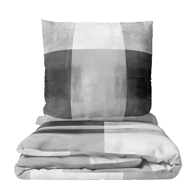 Cavallo Cotton Blend Chequered Duvet Cover Set with Pillow Shams