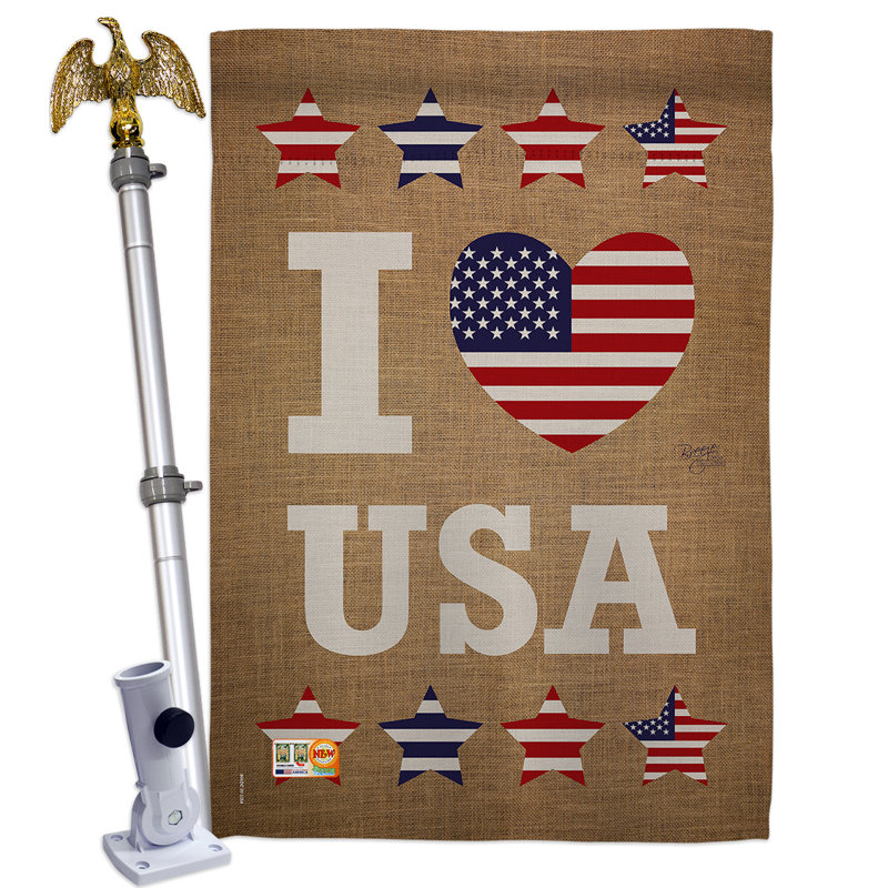 Double Sided 40'' H x 28'' W Polyester Independence Day Flag Set