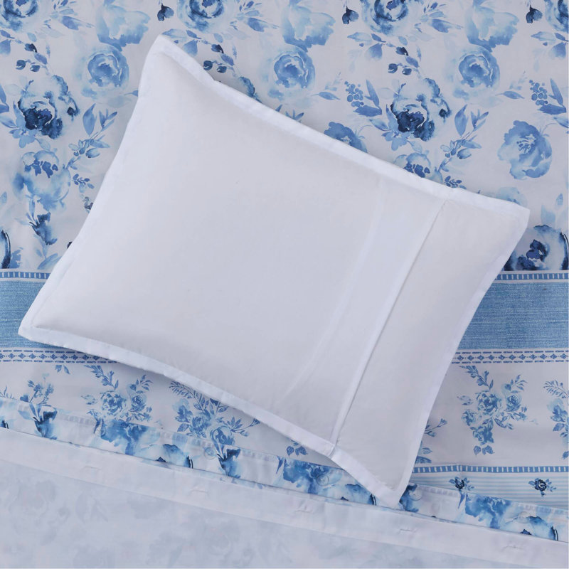 Ensemble de housse de couette à rayures florales, Twin Duvet Cover + 1 Pillow Sham