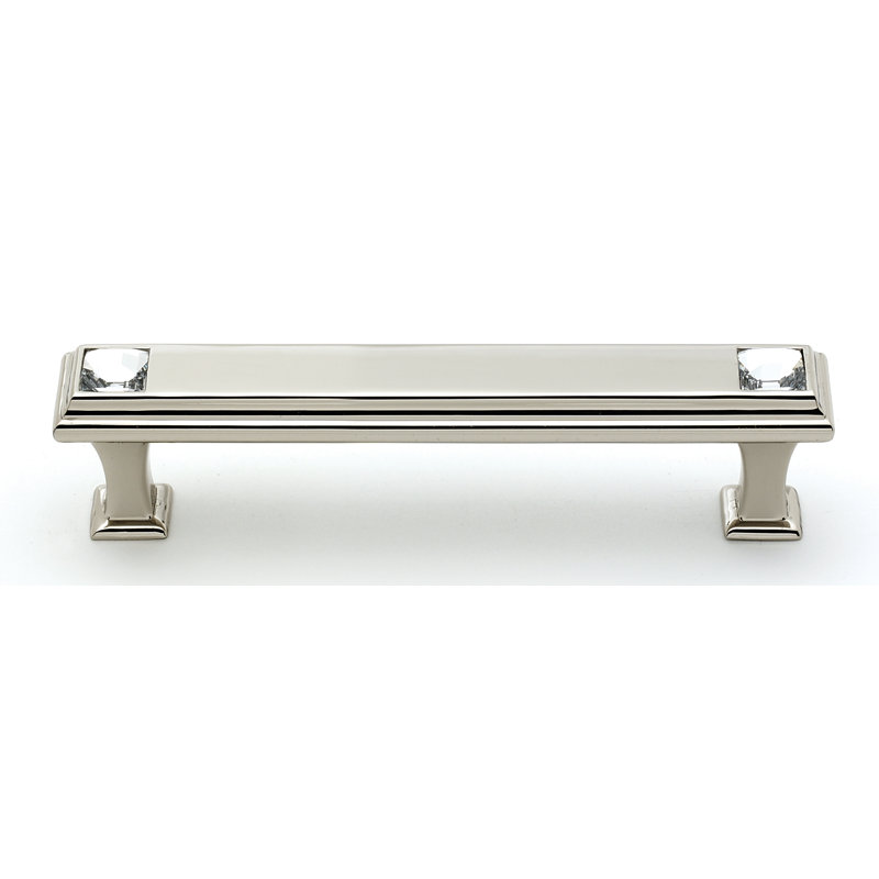 Poignée barre géométrique, Nickel poli, 4"