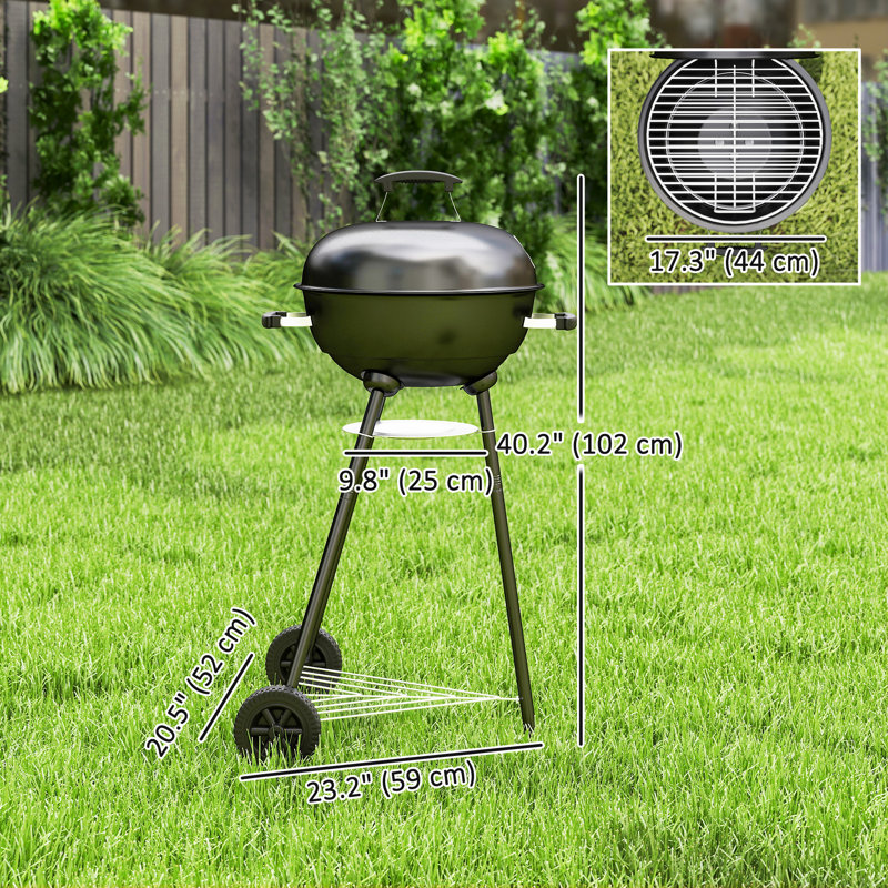 Barbecue au charbon 17 po avec accessoires pour barbecue, barbecue