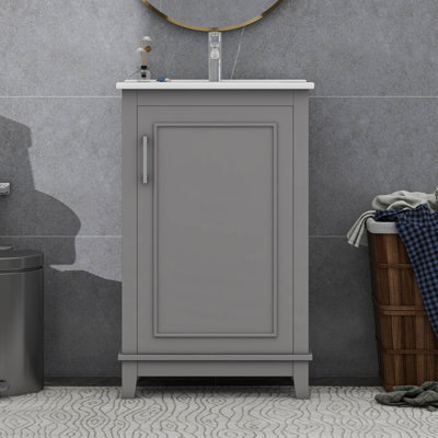 Petit meuble-lavabo moderne avec lavabo en céramique