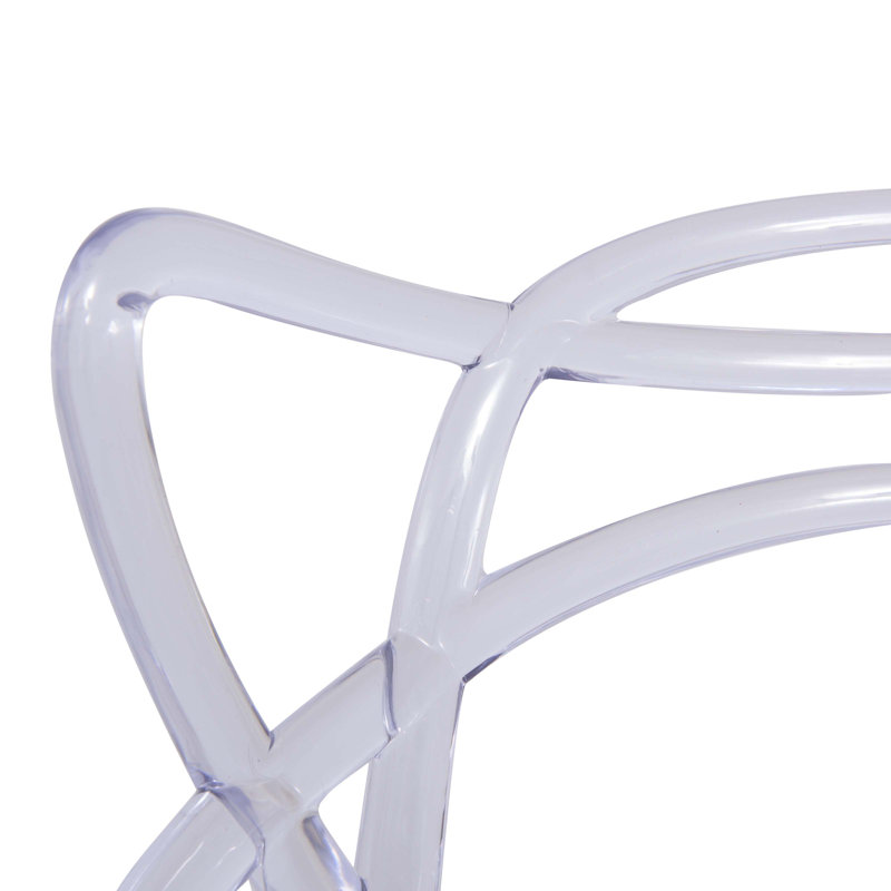 Duffield Dining Chair with Wire Back Design Stackable Accent Arm Chair No Assembly, Clear