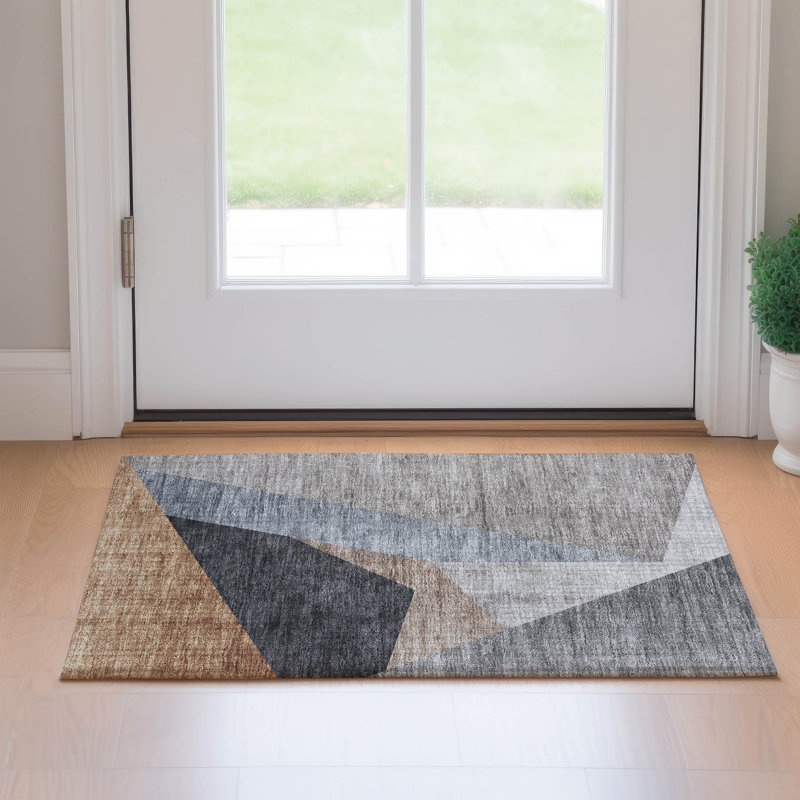 Premium Machine Washable Prisco Taupe Rug, Rectangle 1'8" x 2'6"