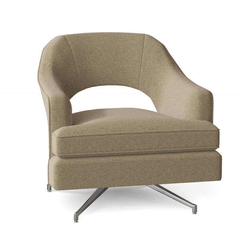 Jamie 32" W Swivel Armchair, Nickel, 8789 Barley Polyester