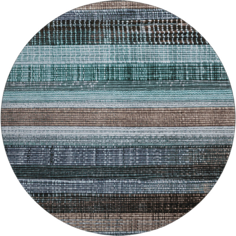 Tapis à rayures Premium lavable à la machine AMF1873, Rond 8 pi