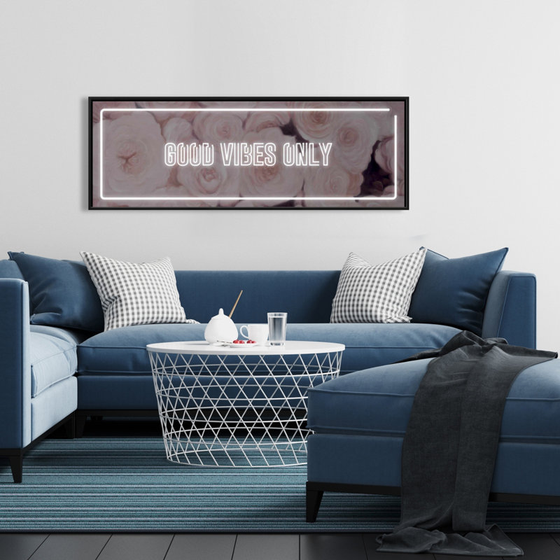 Toile encadrée Good Good Vibes Only Roses | Décoration intérieure, H 17,25 po x l 49,25 po