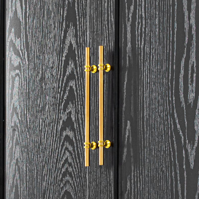 K&K - Armoire de cuisine de style campagnard haut de 78,2 po avec 8 tablettes de porte, armoire de rangement avec 3 tablettes réglables, 3 grands tiroirs, armoire polyvalente pour la cuisine, la salle à manger et la salle de bain, noir cendré