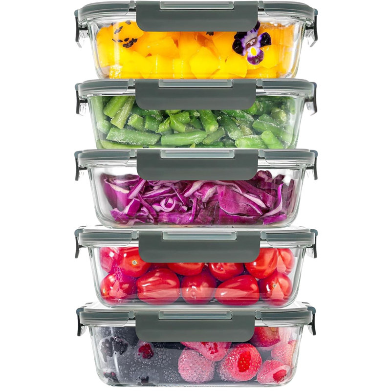 Paquet de 5 contenants en verre pour aliments étanches Zulay Kitchen - 36 oz