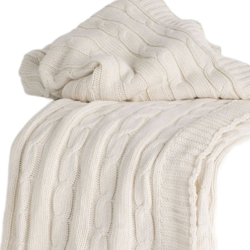Jeté en tricot ivoire 100% coton