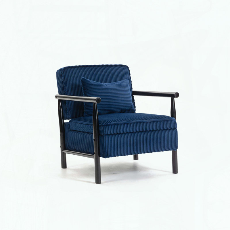 Chaise de rangement - Mid-Century moderne avec coussin de taille - Rangement caché, Bleu antique, Noir