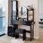 Full Body Mirror Cabinet and LED Vanity Table with Cushioned Stool, Adjustable Brightness, Multiple Power Ports, and Large Desktop-1642730755