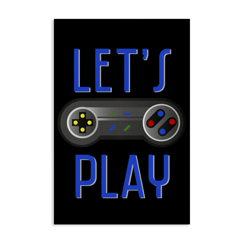 Art mural rétro, "Lets Play Games" par Kim Allen, H 30 po x l 20 po