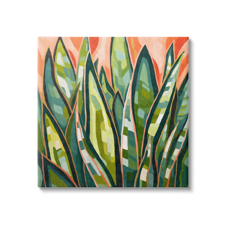 Feuilles tropicales abstraites sur toile par Ziwei Li, H 36 po x l 36 po x P 1,5 po