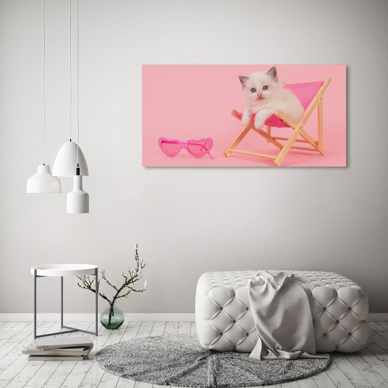 Cat on a Deckchair 1 Piece Wrapped Canvas Wall Art