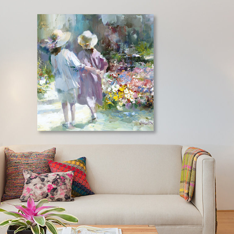 « filles », impression sur toile, H 18 po x l 18 po x P 1,5 po, Pas de tapis, Toile tendue
