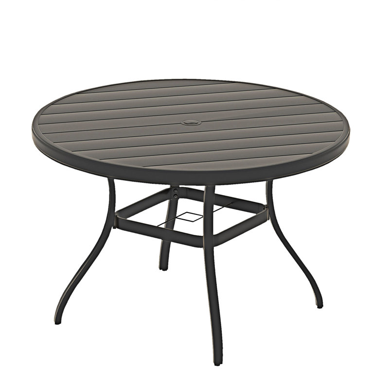 Outdoor Round Patio Dining Table, 28.37" H x 52.97" W x 52.97" D, Black