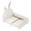Lit simple blanc avec forme de lapin charmant et construction stable - tête de lit et base rembourrée robuste-1626555912