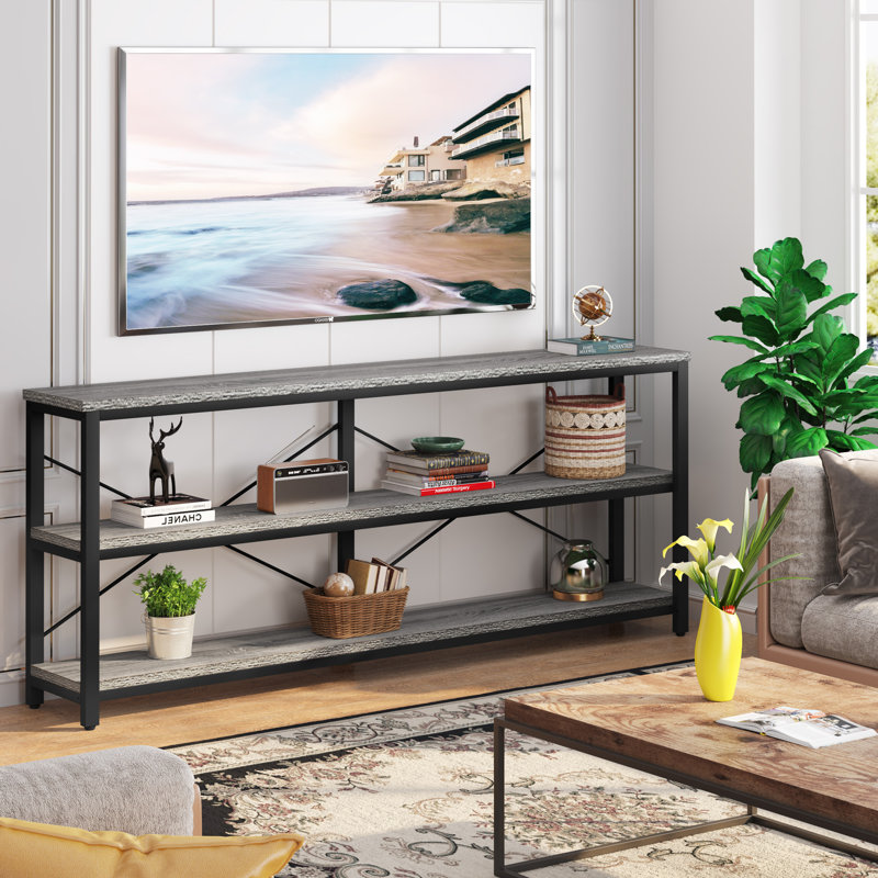 Jeyden Console Table Sofa Table, Grey Top/Black Base