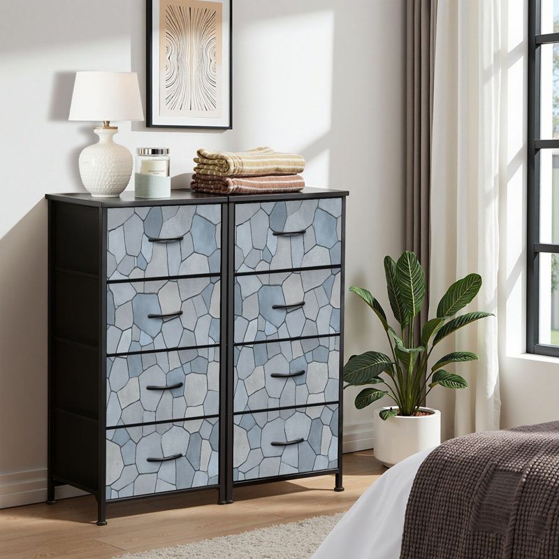 4 Drawer Dresser for Bedroom, Narrow Chest of Drawers, Wooden Top and Study Iron Frame 18"x37.5"-(WxH)