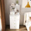 31 coiffeuses avec miroir à DEL, tabouret de rangement rembourré et 4 compartiments - bois blanc pour la chambre à coucher et le maquillage 3 températures de couleur personnalisables