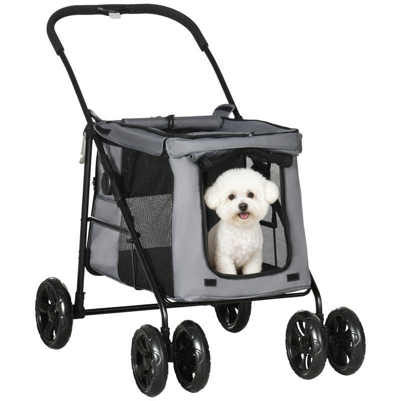 Foldable Pet Stroller, Grey/Black
