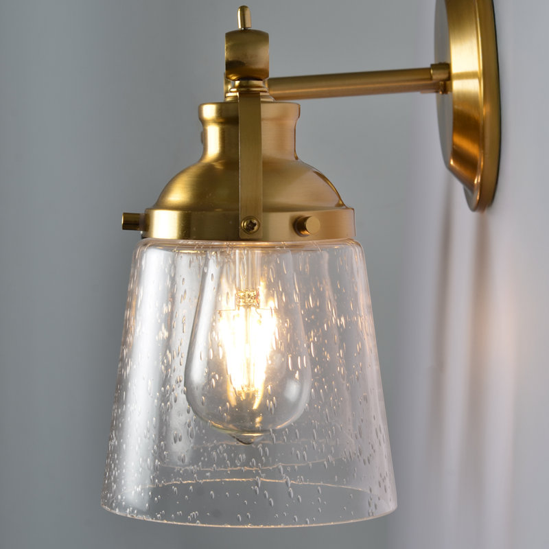 24-Inch Seeded Glass, 3-Light, Dimmable Bathroom Vanity Light, Brushed Gold