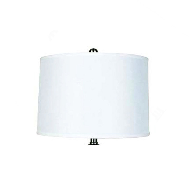 Lampe de table haute 28 po en métal avec finition nickel satiné, abat-jour en lin blanc