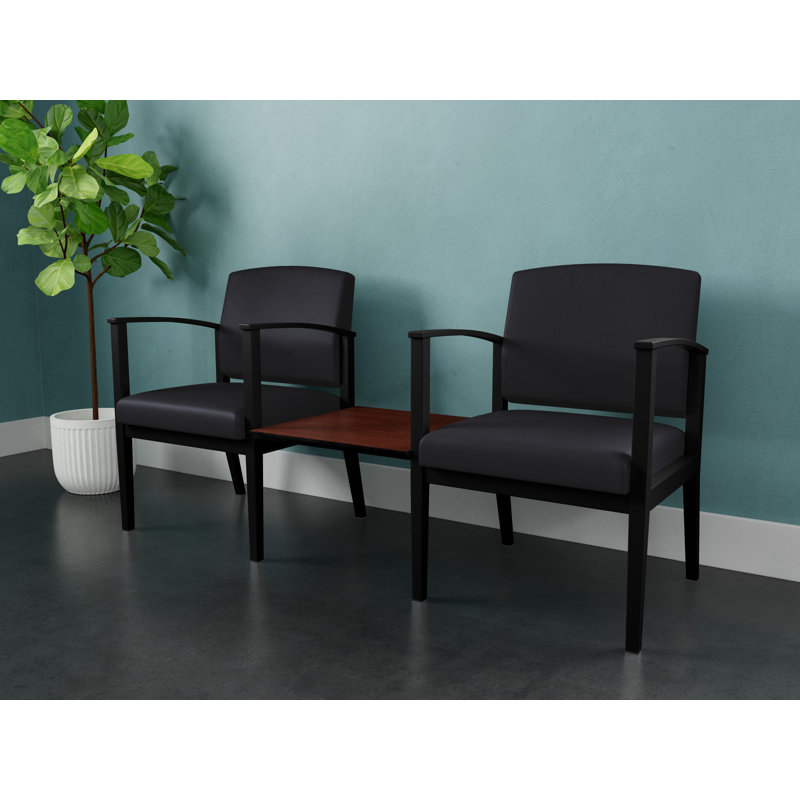 Structure tandem 2 places avec table centrale en acier Amherst, Cerise Canyon, Noir, Vinyle noir Patriot Plus