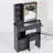 Bedside Vanity Table with Cushioned Stool, Sliding Touch LED Mirror (Tri-Color & Brightness Adjustable), Power Station (2 AC + 2 USB ), and Hair Dryer Bracket-788146757