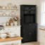 Buffet élégant avec huche, armoire de rangement de cuisine avec tiroir encadré en verre et espace pour micro-ondes HOMcom