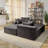  78.8" Boneless Convertible Loveseat Chaise Sleeper Sofa, 2-Piece Modular Couch, No Assembly - Black Onyx, Chenille-1021317261-1021317251-1007607185