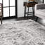 Tapis gris délavé à médaillons tissé à la machine de style traditionnel Fullwood-1034357714