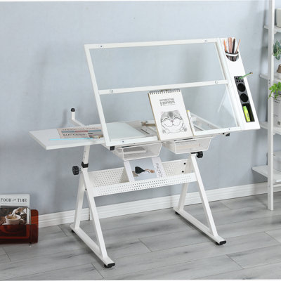 38.5"x 23.6" Tempered Glass Drafting Table