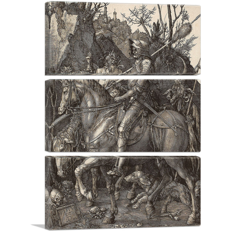 Chevalier, mort et diable par Albrecht Dürer - ensemble de 3 reproductions d'art sur toiles tendues