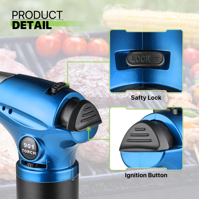 BBQ Torch Handheld Butane Torch For Welding, Cooking, Barbecue, Baking, Blue