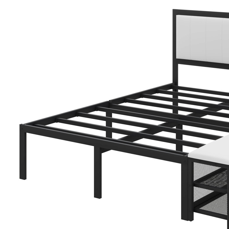 Lit plateforme Elegant, Noir, Double