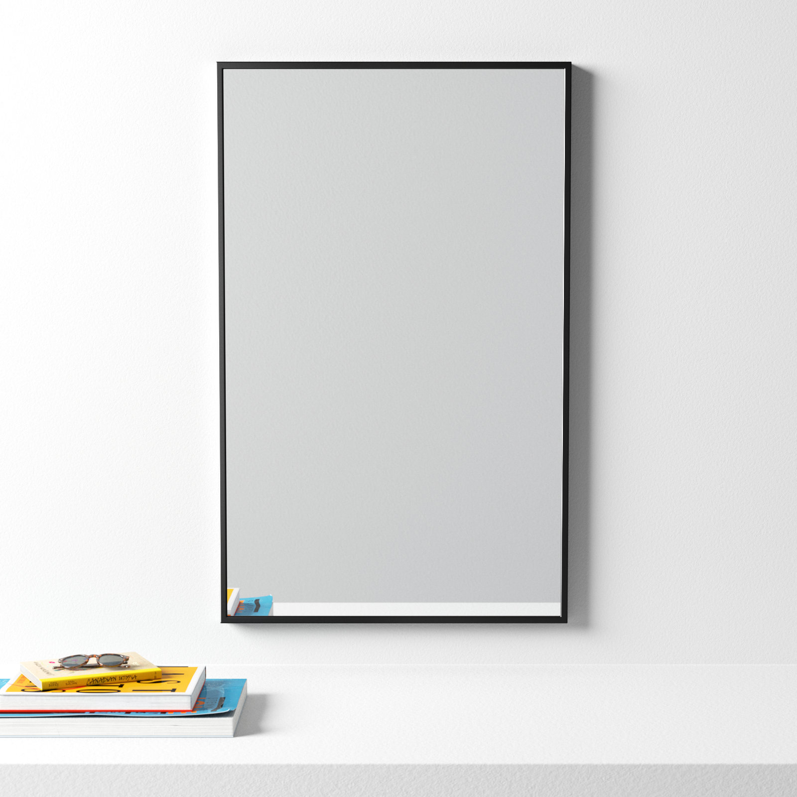 Sabine Metal Rectangle Wall Mirror, 48" x 30", Black