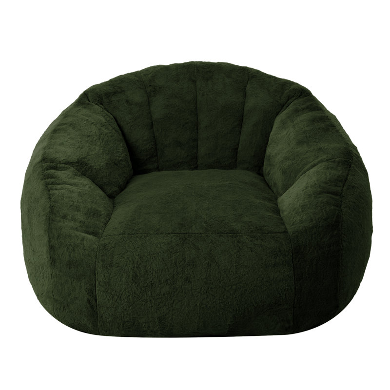 Pouf géant en fausse fourrure en forme de coquillage, fauteuil d'appoint confortable avec dossier de soutien