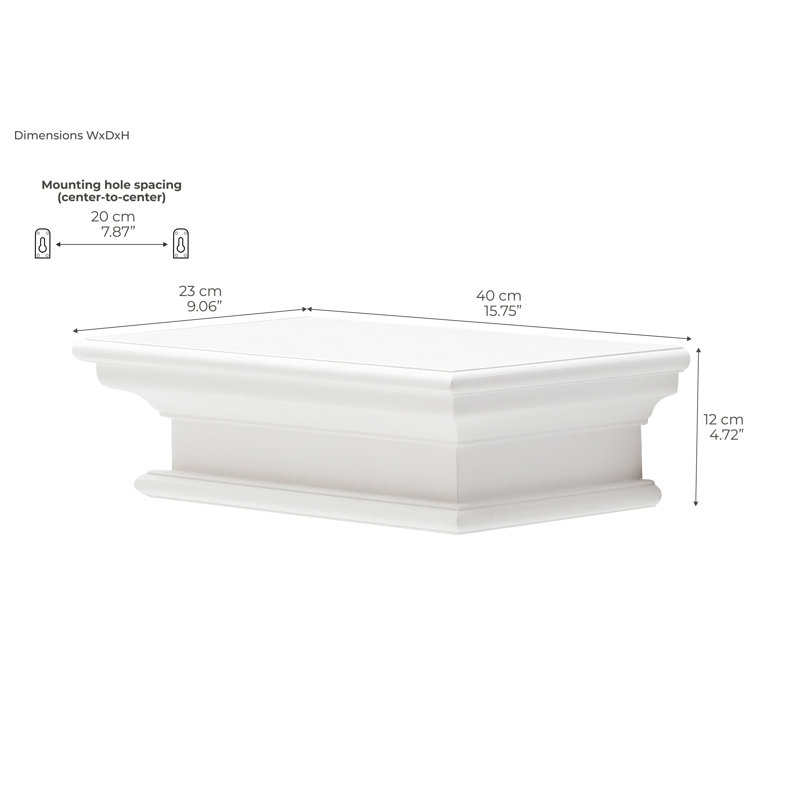 Angellique Solid Wood Floating Shelf, White, 4.72" H x 31.5" W x 9.06" D
