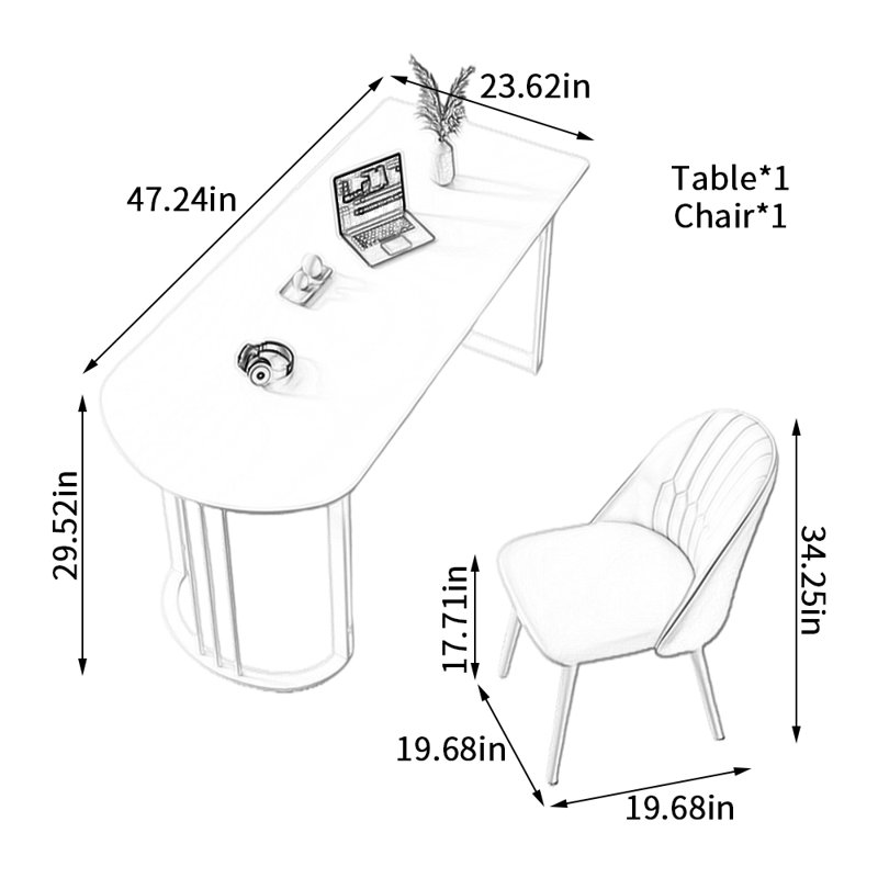 Ruiz, White, 29.52" H x 47.24" W x 23.62" D