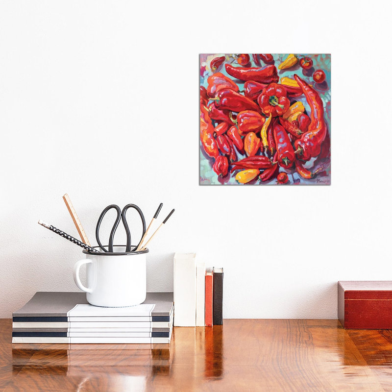 Red Still Life With Chilis by Katharina Valeeva - Wrapped Canvas Painting, 30.48 cm H x 30.48 cm W