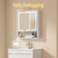 Armoire de rangement pour pharmacie avec miroir à DEL et miroir de meuble-lavabo mural l 24 po x H 28 po-247204884