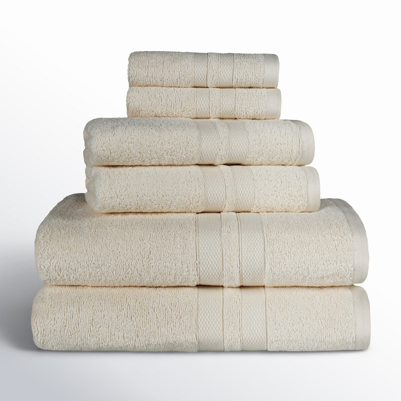 Ensemble de serviettes 100% coton Amoy, Ivoire ivoire